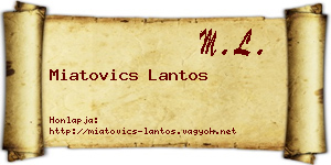 Miatovics Lantos névjegykártya